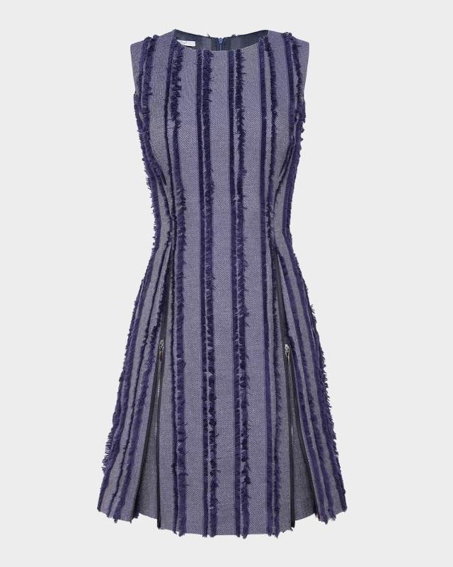 Ida Sleeveless Fringe-Trim Denim Mini Dress